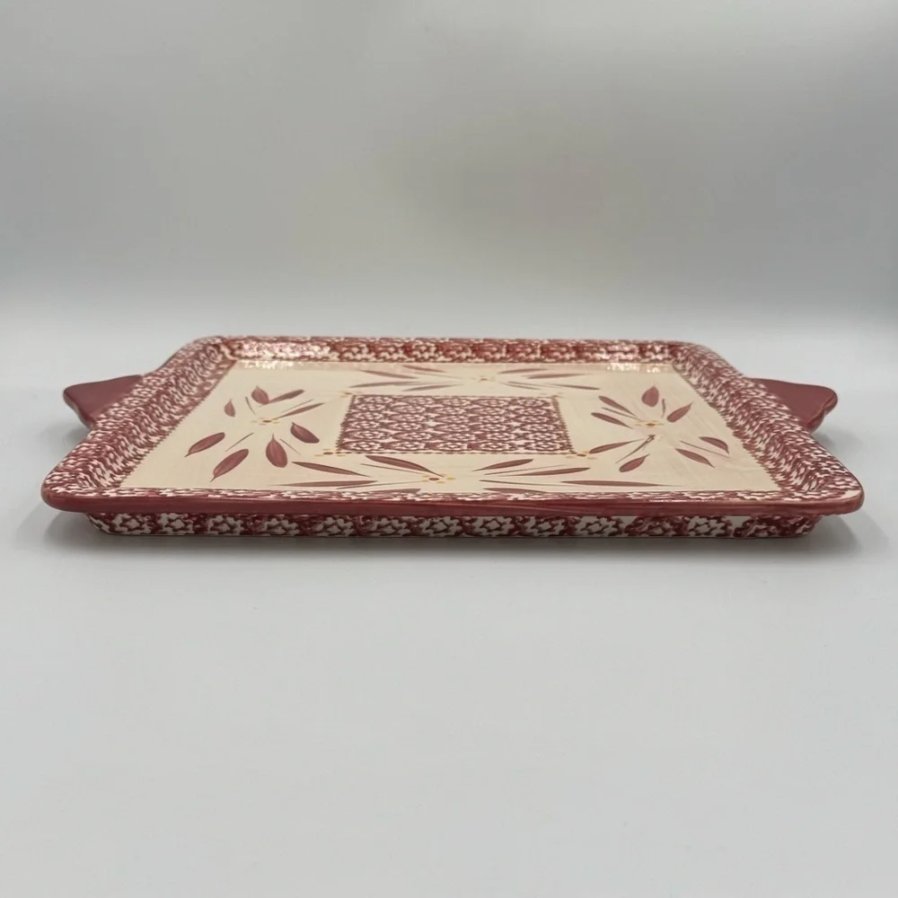 Temp-Tations OLD WORLD Cranberry Red Serving/Baking Tray Platter
